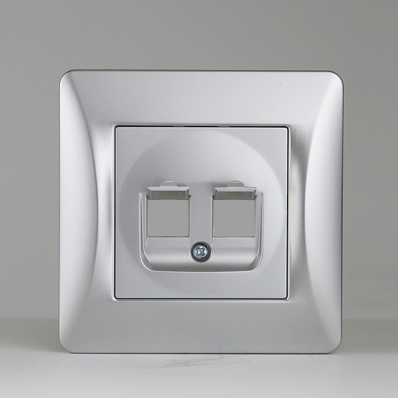 Суппорт для розетки информационной 2 порта (серебристый) 0