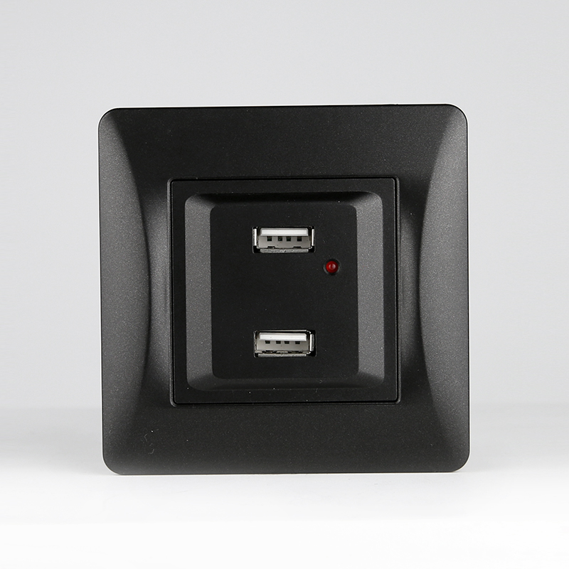 Розетка 2xUSB A, 125-250V (антрацит) 0