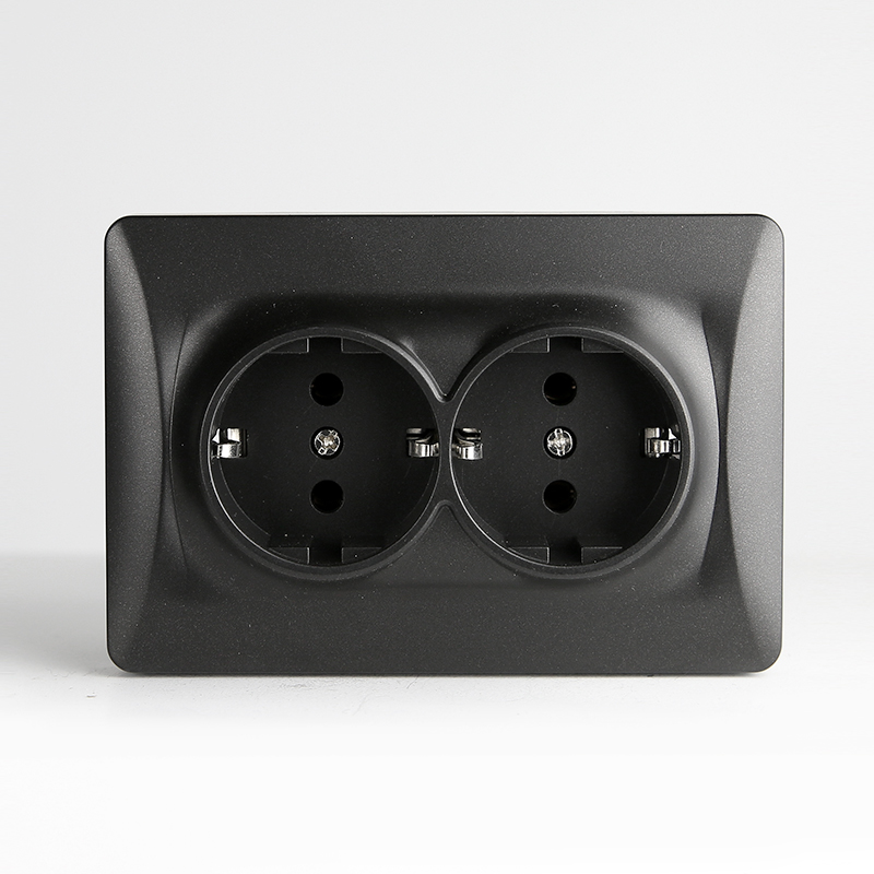 Розетка электрическая 2x2К+З, 16А, 220-250V (антрацит) 0