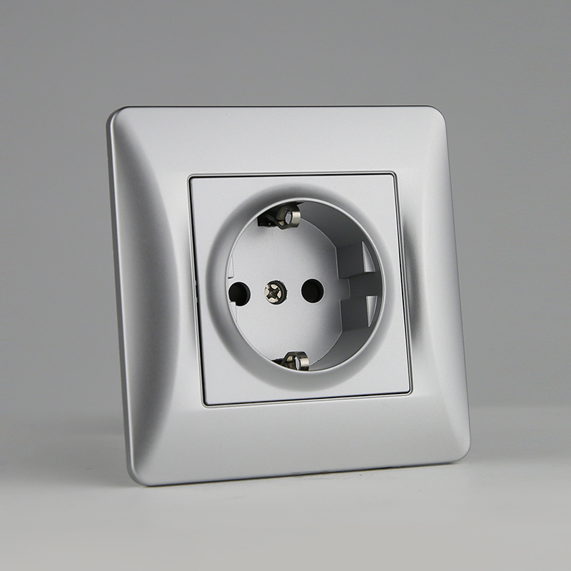 Розетка электрическая 2К+З, 16А, 220-250V (серебристый) 0