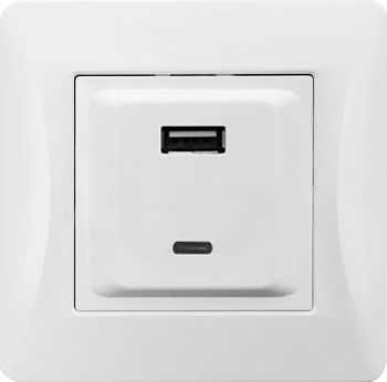 Розетка 2xUSB A/C, 125-250V (белый) 0